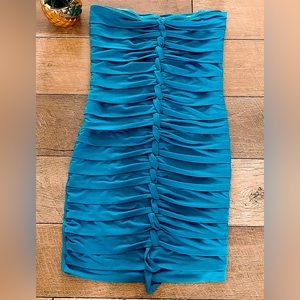 BEBE Vintage Bodycon Turquoise Strapless Dress
